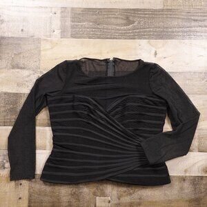 JS Collections Mesh Long‎ Sleeve Top Women’s 16 Black Cocktail Blouse